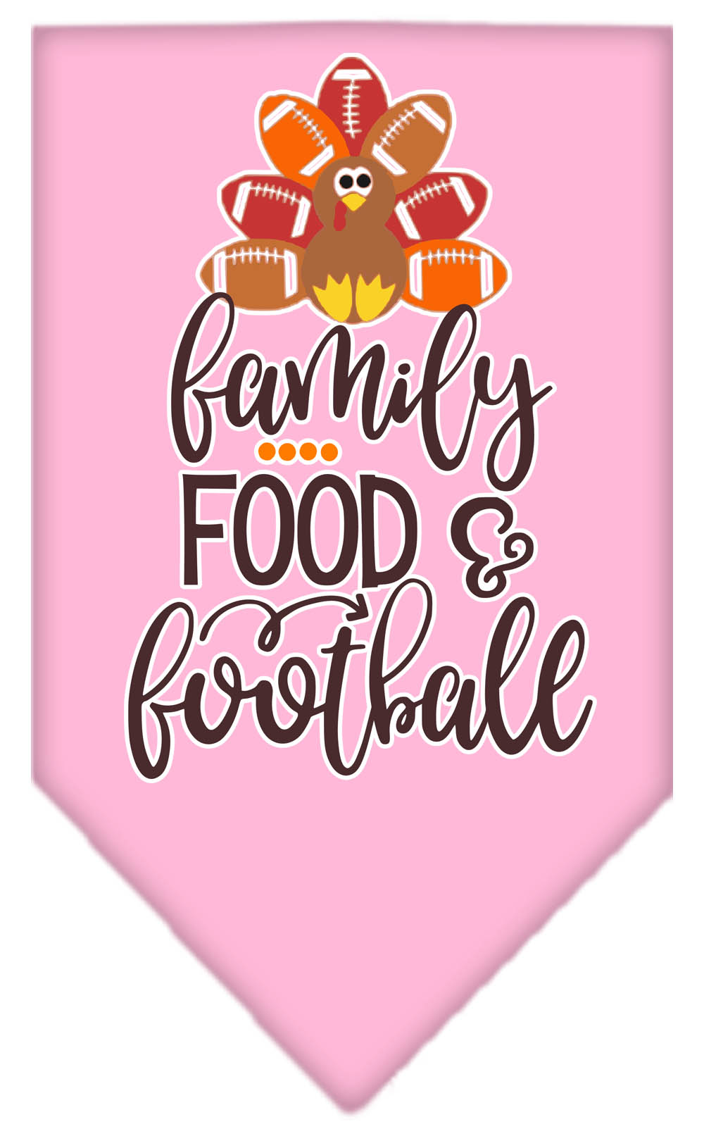 Family, Food, and Football Screen Print Bandana Light Pink Small